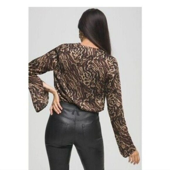 Good American Satin Wrap Bodysuit  New Top Shirt Black Jaguar Size 3 - Picture 4 of 7